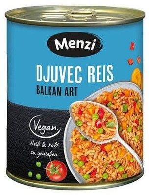 Menzi Djuvec Reis, 800g Dose, tafelfertig schmeckt heiß und kalt - vegan