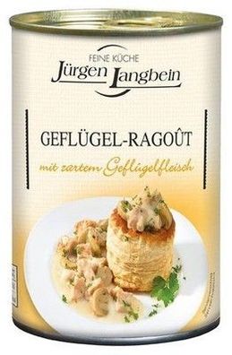 Jürgen Langbein Geflügel-Ragoût, 400g Dose, die Füllung für Königin-Pasteten