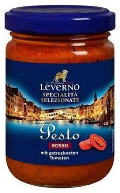Leverno Pesto Rosso mit getrockneten Tomaten, 125 g, vegan u. glutenfrei