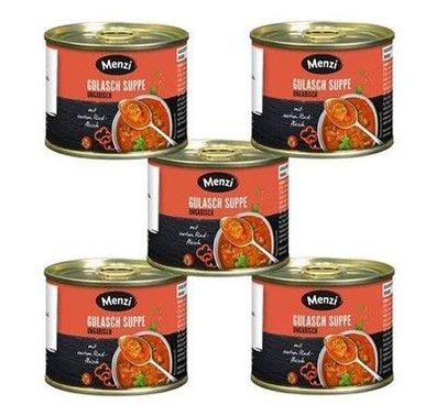Menzi Gulasch Suppe ungarisch 5x200ml Dosen Proteinreich tafelfertig würzig