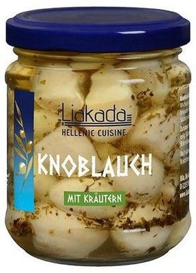 Liakada Knoblauch mit Kräutern in Öl 190 g Glas Mild mit Kräutern Vegan Glutenf