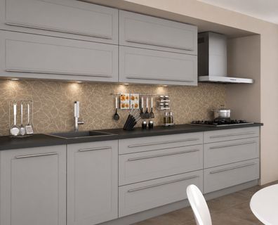 Küchenzeile QU3, 240 cm, mit Arbeitsplatte, Farbe Matt, Soft Close, Farbe wählbar