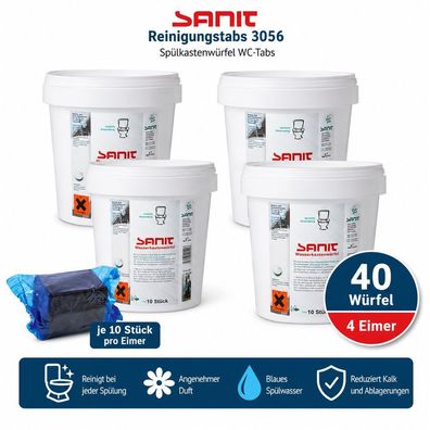 SANIT Reinigungstabs 3056, Spülkastenwürfel WC-Tabs 4 x 10 Stück