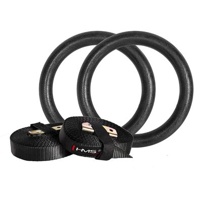 HMS TX05 Gymnastikringe 23 cm mit 4,4 m Gurten bis 200 kg für Krafttraining und