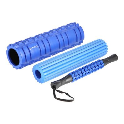HMS FS118 3-in-1 Massagerollen Set mit Noppenrolle Schaumstoffrolle und Massagesti