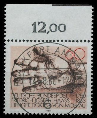 BRD BUND 1980 Nr 1056 zentrisch gestempelt ORA X3D66AA