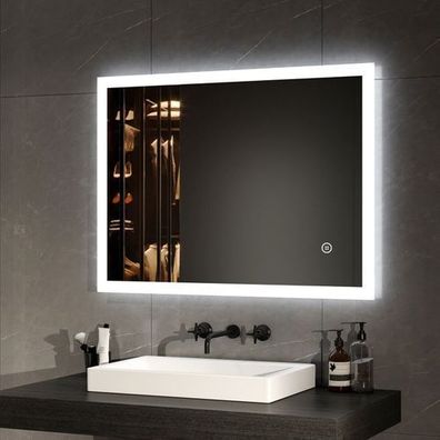 EMKE Badspiegel Mit LED Beleuchtung Wandspiegel Beschlagfrei 3 Lichtfarbe 80x60