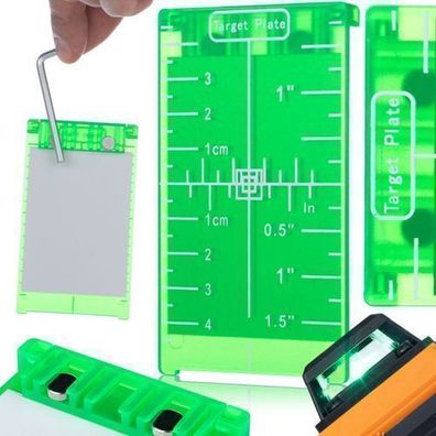 Rosfix Zielscheibe für Kreuzlinienlaser – 10x7 cm, 3D-Skala, 2 Magnete