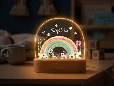 Personalisierbares Regenbogen Nachtlicht mit Name Kinderzimmer Lampe LED