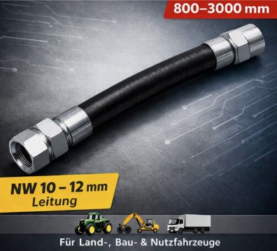 Hydraulikschlauch NW10 12mm SW22 Landtechnik Längen 800-3000mm