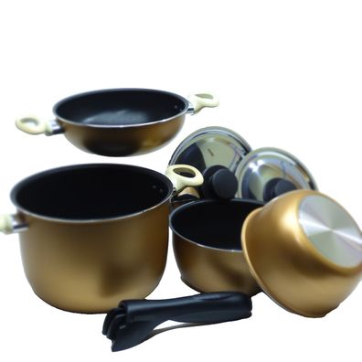 Alu-Topfset 7-teilig Gold mit isolierten Kunsstoffgriffen
