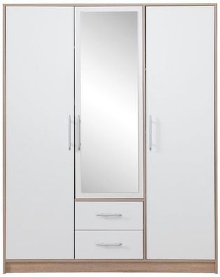 Kleiderschrank 150x190x56 cm SMART SR3 Schrankaden Spiegel Sonoma Eiche/ Weiß