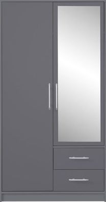 Kleiderschrank 100x190x56 cm SMART SRL3 Schrank Spiegel Anthrazit