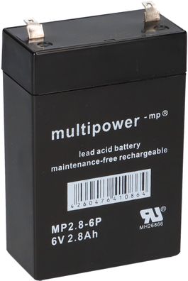 Multipower MP2,8-6P AGM Bleiakku 6V 2,8Ah – F4,8 mm