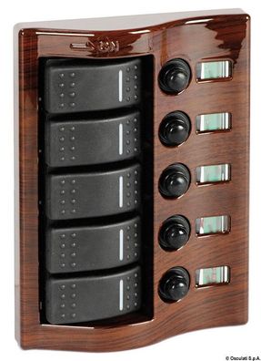 Schalttafel 5-Taster Mahagoni kurbisch Schaltpanel