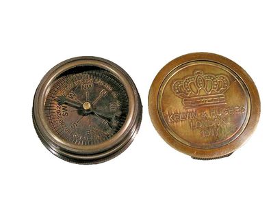 Kompass `Kelvin & Hughes` mit Deckel, antik Kompaß