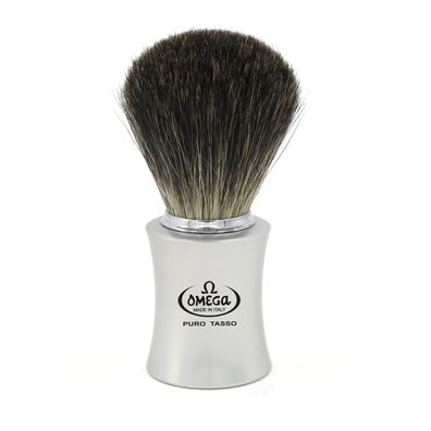 Omega Rasierpinsel Dachs Stockzupf 6820 Pure Badger mit grauem Griff