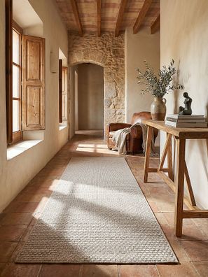 Teppich Flachgewebe BROYE 240x340 cm Taupe Webstruktur Polypropylen Uni Wohnzimmer