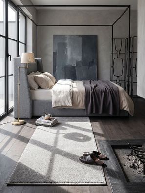Hochflorteppich Bormida Uni Silber kuschelig Polypropylen Schlafzimmer Esszimmer
