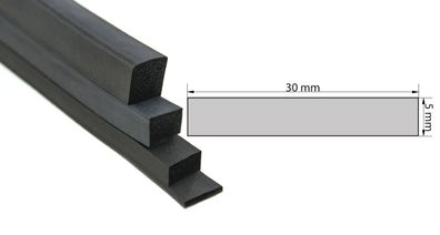 VKP5x30 Moosgummi EPDM - Vierkantprofil 5x30mm Gummiprofil, Profilgummi, Rechteck