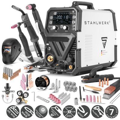 Stahlwerk 6-in-1 Schweißgerät CTM-250 PULS Pro Vollausstattung 200 A WIG MIG MAG FLUX