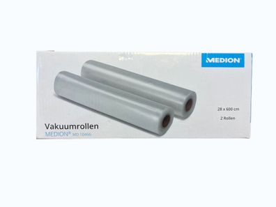 Medion Vakuumrollen MD 10466 28 x 600 cm 2 Rollen Vakuumierfolie Vakuumierbeutel