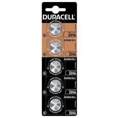 Duracell CR 2016 DL 2016 Lithium Knopfzelle 3V Batterien 5er Blister CR2016