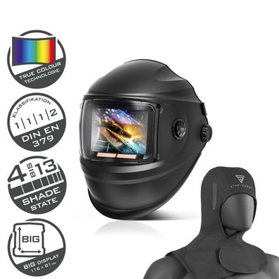 Stahlwerk Automatik-Schweißhelm Booster 3-in-1 Schweißschutzhelm mit Schweißhaube