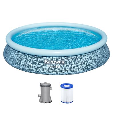 Fast Set™ Aufstellpool-Set mit Filterpumpe Ø 457 x 84 cm, Grafisches Liniendesign,