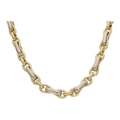 Halskette Gold 585 bicolor halbmassiv Second Hand wie neu 25326472 getragen