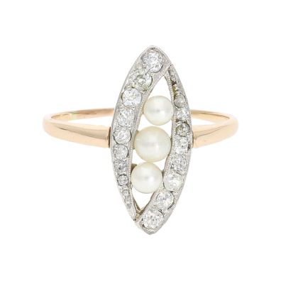 Damenring Antik Rosegold 585 Diamant Perle Second Hand 25326470 getragen wie neu