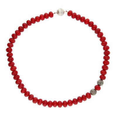 Steinkette Rot Achat mit Silber Magnet Verschluss Second Hand 25326489 getragen