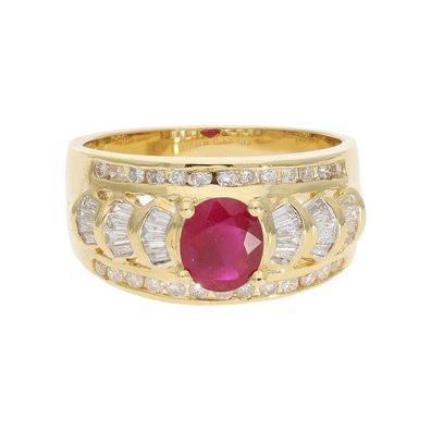 Rubin Ring Diamant Gold 750 Second Hand 25326483 getragen wie neu
