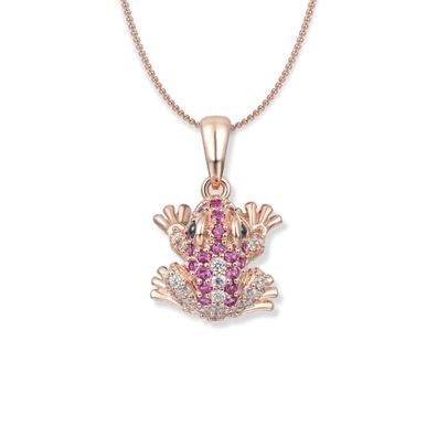 Seinerzeit Silber 925 Anhänger mit Kette IVY Pink Frosch SZA-3988-140 Roségold platti
