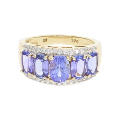 Tansanit Ring Gold 375 Zirkonia Second Hand 25326530 getragen wie neu