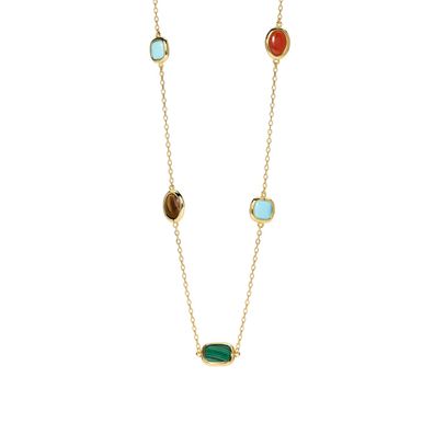 Mabina Collier Silber 925 goldplattiert mit mehrfarbigen Steinen 553892