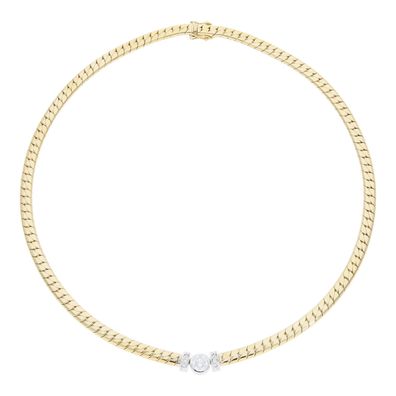 Gold Collier 750 massiv Brill. Weißgold Second Hand 25326521 getragen wie neu