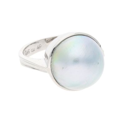Perlen Ring Grau Mabéperle Weißgold 585 Second Hand 25326534 getragen wie neu