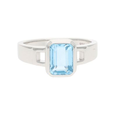 Ring Silber rhodiniert, poliert, Blautopas JL20-07-1496 JuwelmaLux