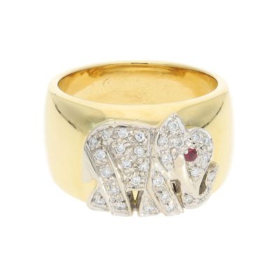 Elefanten Ring mit Brillanten Rubin Gold 750 massiv Secona Hand 25326539 getragen