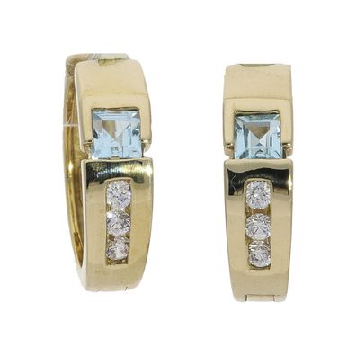 Damen Creolen Blautopas Zirkonia Gold 333 massiv Second Hand 25326502 getragen