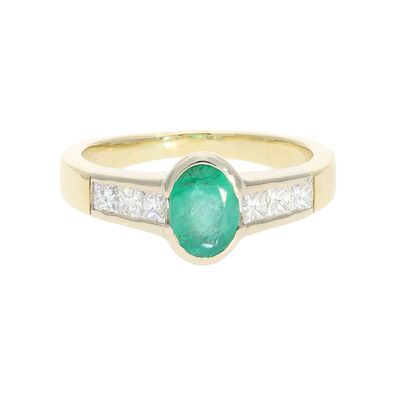 Smaragd Ring Gold 585 Diamanten 25326561 getragen, wie Neu