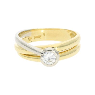 Diamant Ring Gold 750 Bicolor 25326559 Second Hand, getragen, wie Neu