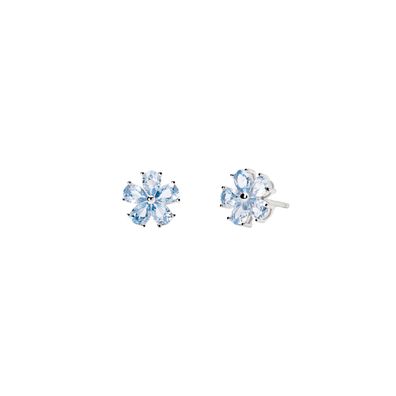 Mabina Ohrstecker Blume hellblau Silber 925 synth. Aquamarin 563948