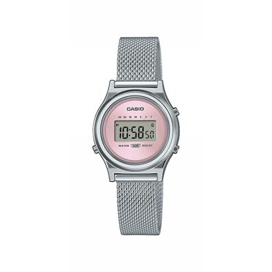 Casio Uhr Damen LA700WEM-4AEF Rosa, Milanaiseband, Digital