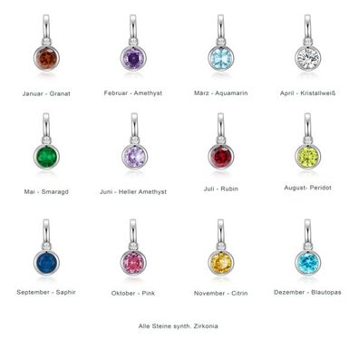 Anhänger Geburtsstein Silber 925 rhodiniert, poliert, Zirkonia JL16-02-0891