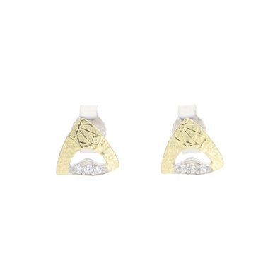 Ohrstecker Silber 925 goldplattiert, strukturiert, Zirkonia JL20-06-1494 JuwelmaLux