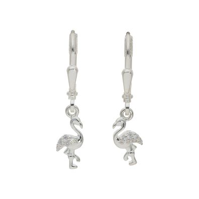Ohrhänger Flamingo Silber 925 rhodiniert poliert Zirkonia JL16-06-0892
