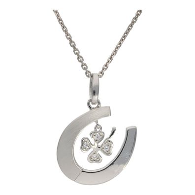 Anhänger Silber 925 Hufeisen, Kleeblatt, Zirkonia JL20-02-1502 JuwelmaLux