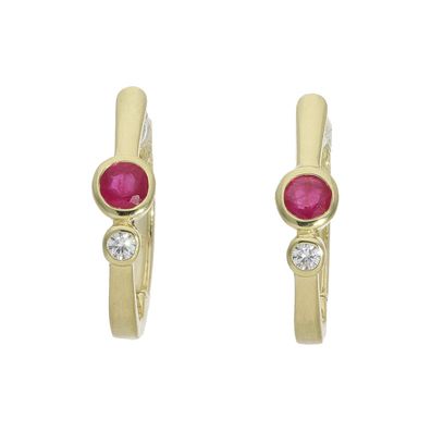 Creolen Gold 333 poliert, Rubin, Zirkonia JL20-06-1488 JuwelmaLux